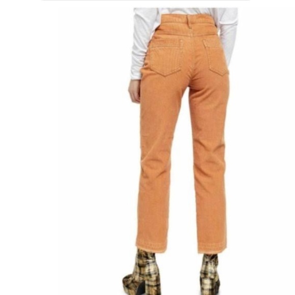Free People pants orange rust corduroy raw distressed hem pockets boho 26 - Picture 10 of 10